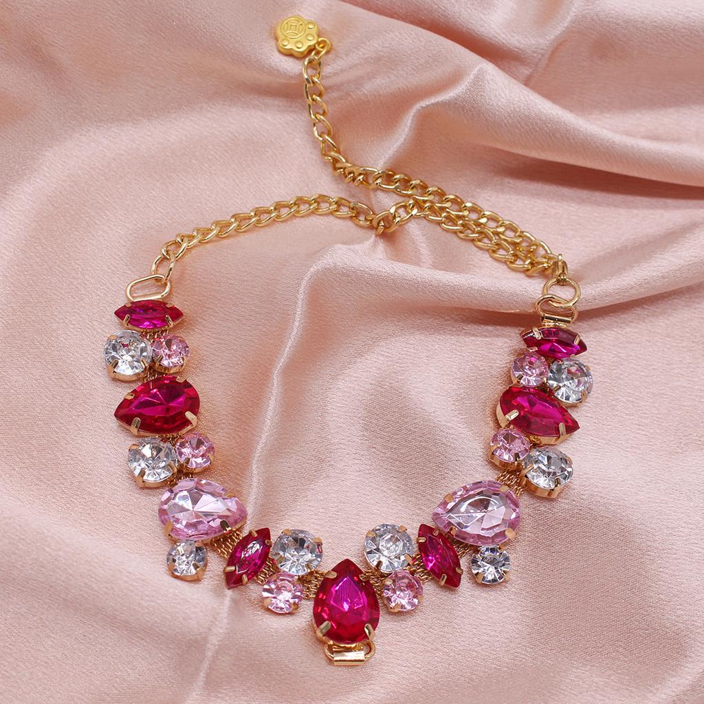 Collare per Cani Collana a Catena d'Oro Acciaio Inossidabile Regolabile Collare con Diamanti Colorati per Cani Piccoli Medi Cucciolo