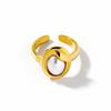 Anello da Donna Ying Tai in Oro 18K: Acciaio Inossidabile Titanio, Perla Sintetica, Geometrico, Lucidatura Speculare, Inalterabile.