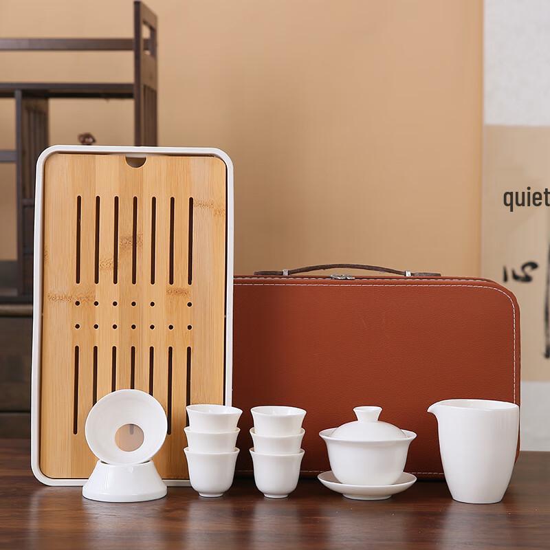 Zhi Shi Mutton-Fat Jade White Porcelain Travel Tea Set