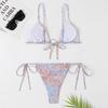 2023 Europäischer & Amerikanischer Damen Dreieck Schnürung Ringdruck Kreuz Cutout Sexy Bikini