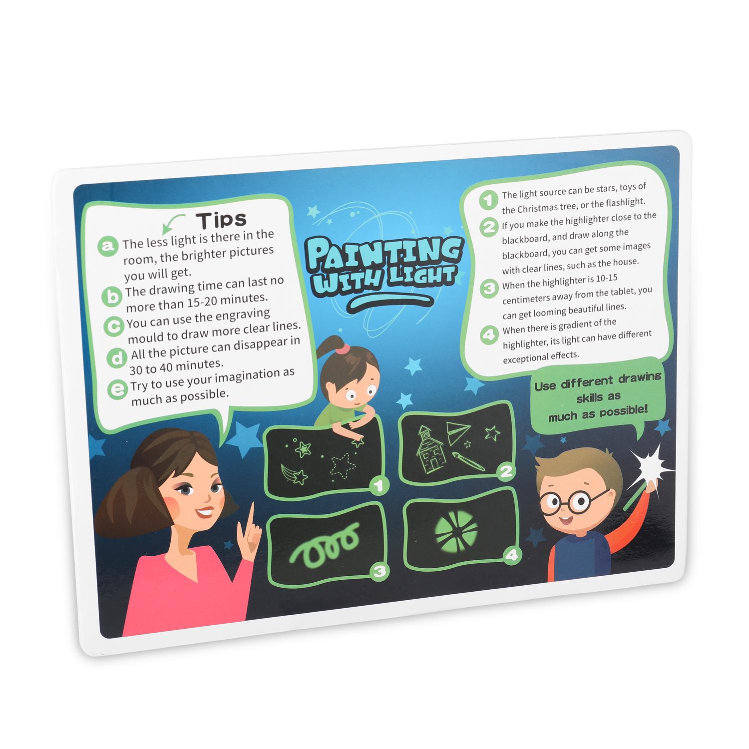 

Светодиодная светящееся доска для рисования Дети Рисование Планшет Дети Рисуют Доски со светом флуоресцентной ручкой Образовательный инструмент