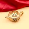 Brass Mahjong Hu Teapot with Creative Turn Handle Ornament