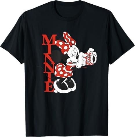 Minnie Mouse With Camera Polka Dot Black TShirt S