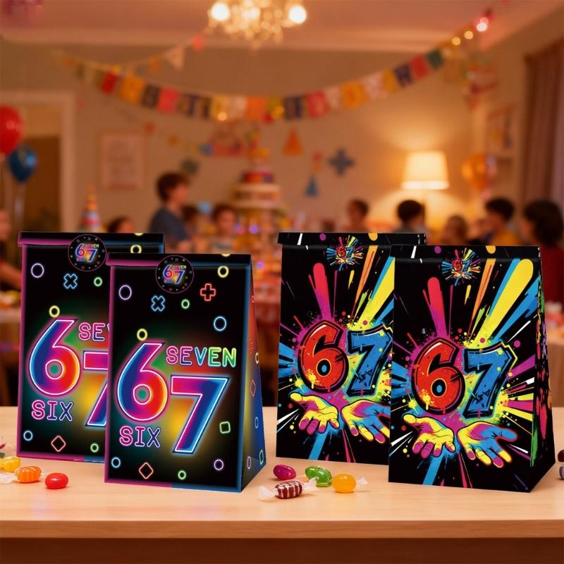 Stylish Birthday Party Gift Bag Including Food Bags And Decorative Stickers Parties Decoration Supplies