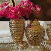 Gold-plated Pattern Ceramic Storage Jar White General Tank Desk Decoration Flower Arrangement Jewelry Jars Cosmetic Containers