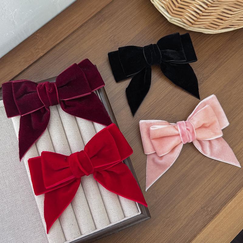 Retro Velvet Bow Hairpin For Women Fashion Bowknot Back Of The Head Hair Clip Versatile Ponytail Clip Headwear Hair Accessories