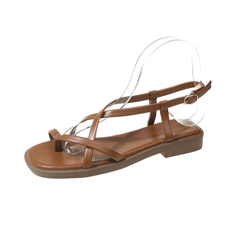 Niche soft-soled thin strap toe sandals women's summer 2025 new Korean version flat-soled comfortable versatile Roman shoes