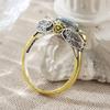 Vintage Handmade Butterfly with Blue Synthetic Zirconia Two Tone Ring Women's Elegant Exquisite Banquet Anniversary Fine Jewelry