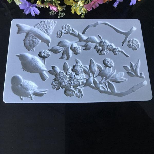 

WTEMPO Ретро элегантные восковые изделия Формы в виде цветочных ветвей/птиц Креативные силиконовые формы DIY украшения для рукоделия Изготовление форм 1pc серый