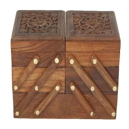 Wooden Jewelry Box For Women Jewelry Organizer Hand Carved