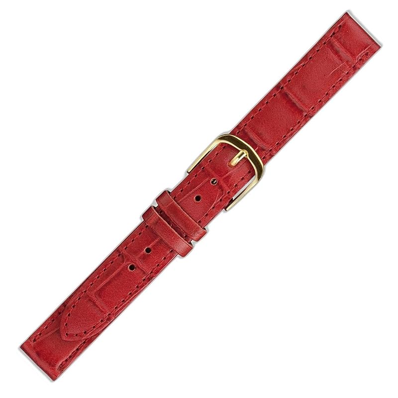 

[Eikou] maruman watch band Cow (embossed crocodile) made in Japan red 12mm A1612/G 95583