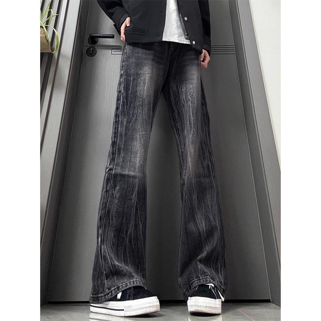 Summer thin dark American high street micro-pull jeans men's loose pants drape retro men's pants