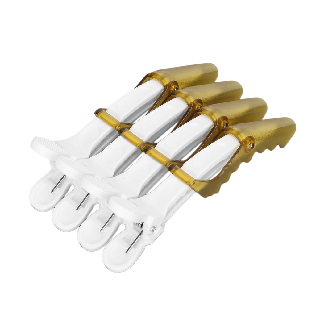 4Pcs Barber Shop Hair Clips Distinguishing Clip Make Up Positioning Clip Hairdressing Supplies(White Yellow )
