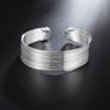 Trend Brands 925 Sterling Silver Cuff Bracelets for Women Lines Bangles Fashion Wedding Party Jewelry Christmas Gifts