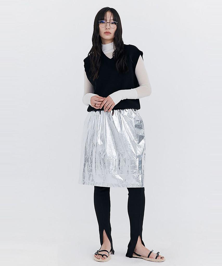 Bundercammer Raw-Cut Tuck Skirt_Silver