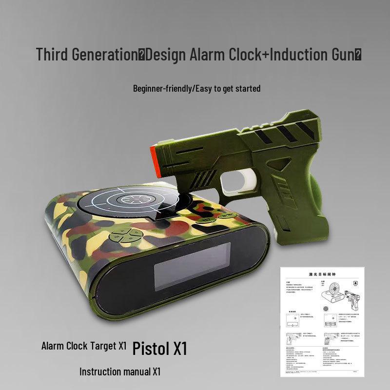 

Креативный оригинальный будильник и игрушка-стрелялка с инфракрасным датчиком для тренировки меткости и функции пробуждения
