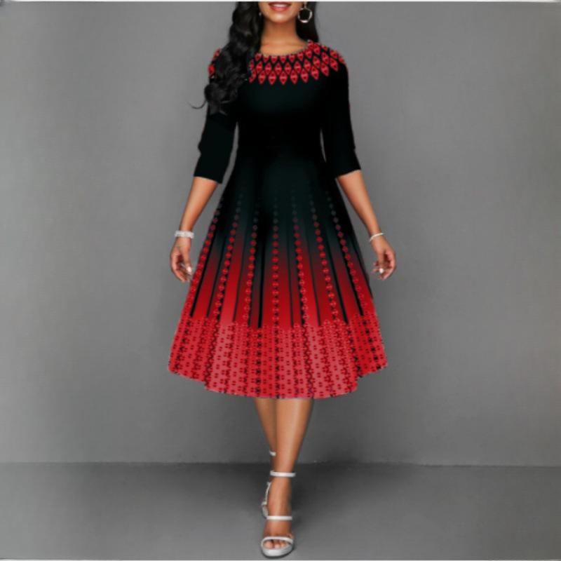 

IHUASU Женские платья с позиционирующим принтом, темпераментные, с рукавом средней длины, по талии XXXXXL красный