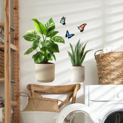 Simulare Plante Verzi Plante la Ghiveci Dormitor Living Fundal Acasă Decorațiune Amenajare Peisagistică Autocolante de Perete