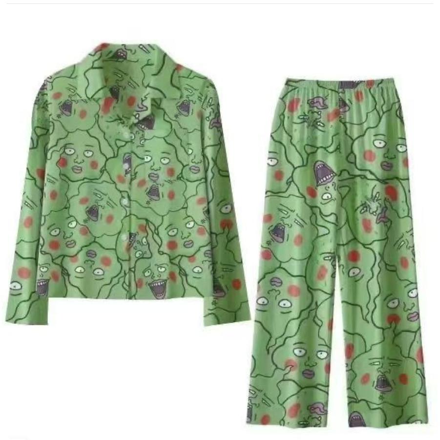 

Пижама с ямочками, Одежда Psionic 100%, Брюки с длинным рукавом, Костюмы, Рубашки, Абстрактные костюмы для дома на осень и зиму XXL зелёный