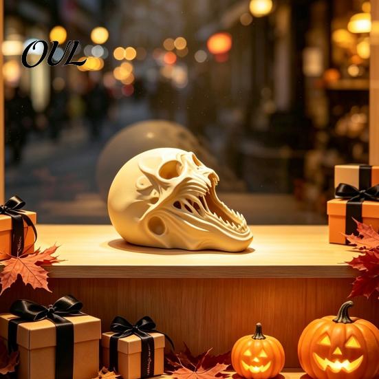 Dark Style Room Decor for Parties 3D Printed Halloween Skull Ornament, Realistic Horror Statue, Spooky Detailed Figurine Shelves with Sharp