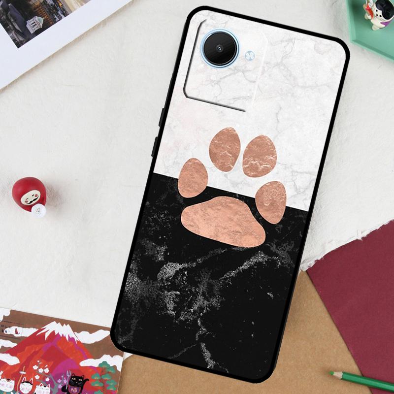 Cat Dog Paw Design For Realme 13 Pro Plus 14 12 10 11 GT 6 5 6T GT7 Pro C51 C21Y C25S C75 C67 C61 C53 C55 Case