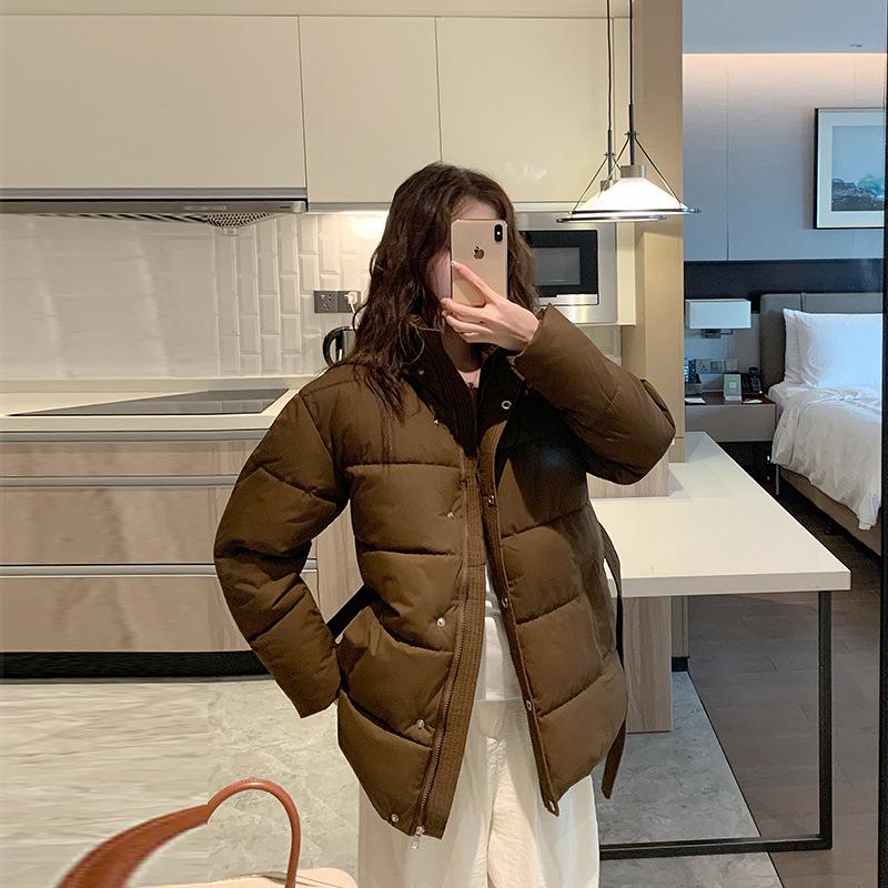 

Winter new waist removable belt thin small cotton-padded clothes thickened warm down cotton-padded clothes XL темно-коричневого кольору