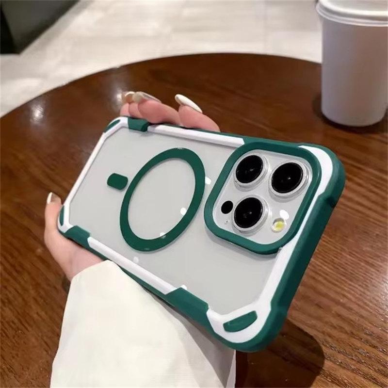 Rüstung Transparent Magnetische Drahtlose Aufladung Für Magsafe Fall für iPhone 14 11 12 13 15 Pro Max Stoßfest Hybrid Stoßstange Abdeckung