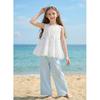 Montagut Girls' Summer Bowknot Vest & Straight Pants Set