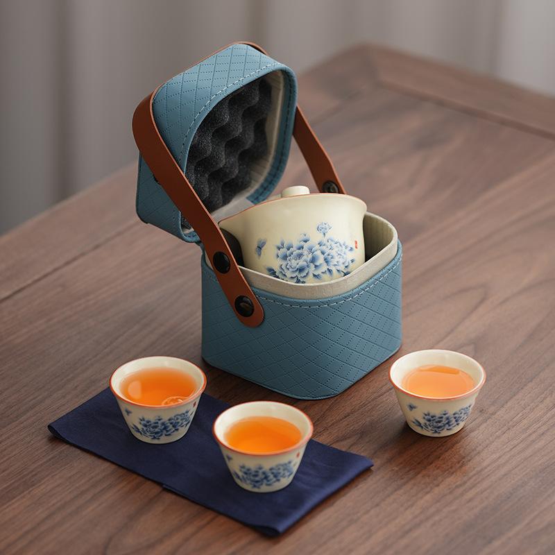 Travel Tea Set Kuaike Cup One Pot Three Cups Portable Small Set