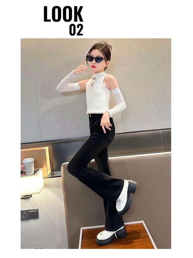 2025 Koreanischer Stil Mädchen Schlankmachende Schlagjeans – Trendige Frühling/Herbst-Mode