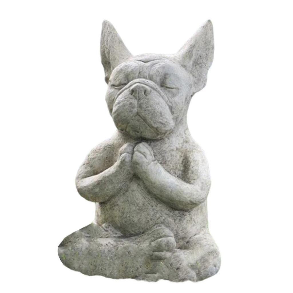 Outdoor French Bulldog Garden Statue Meditation Resin Craft Dog Memorials Dog Figures