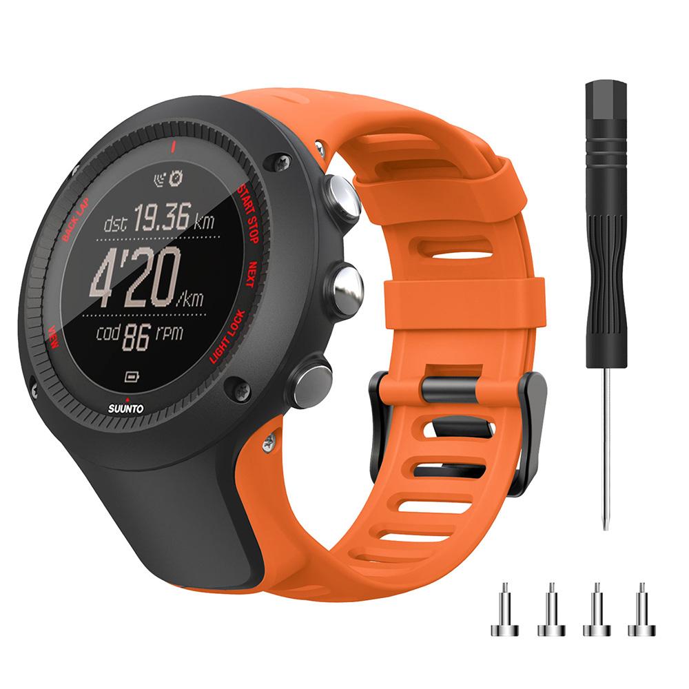 Nuovo cinturino per SUUNTO Ambit 1 2 3 2R 2S da 24 mm, cinturino in gomma per orologio da uomo, con viti e cacciavite, accessori per orologi arancione
