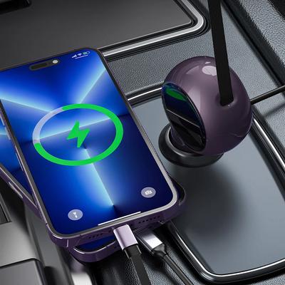 Geri Çekilebilir Kablolu Araç Şarj Cihazı 60W Akıllı Çift Hızlı Şarj Çakmak USB Araç Hızlı Şarj Kablosu iPhone Huawei Samsung İçin