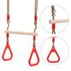 Trapeze Swing Bar Trapeze Wooden Stick Swing Bar Fitness Gym Rings for Adult Children Yellow