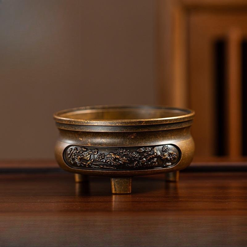 Alloy Tripod Incense Burner for Home Sandalwood Agarwood Coil Stick Aromatherapy Tea Table Zen Meditation Decor Gift