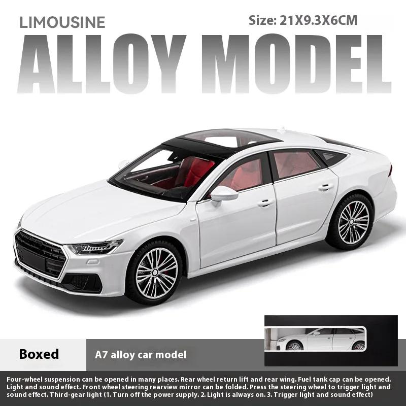 1/24 Scale A7 Limousine Alloy Diecast Model Car Sound & Light Toy for Kid Birthday Gift Box with Children Festival Present