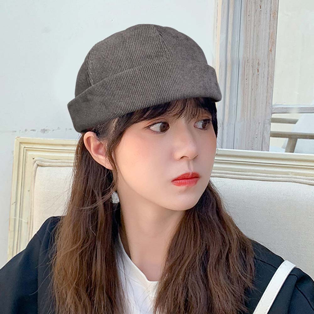 Corduroy Skullies Cap Brimless Beanie Hat Hip Hop Hats Women Men Summer Hats Portable Street Solid Color Men's Caps Gorras