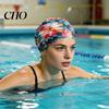 Soft Swim Cap Cloth Swimming Pool for Women, Breathable Colorful Ruffle Women Cap, Elastic Ear Protection Short Long Hair Bathing Hat Fashion Print