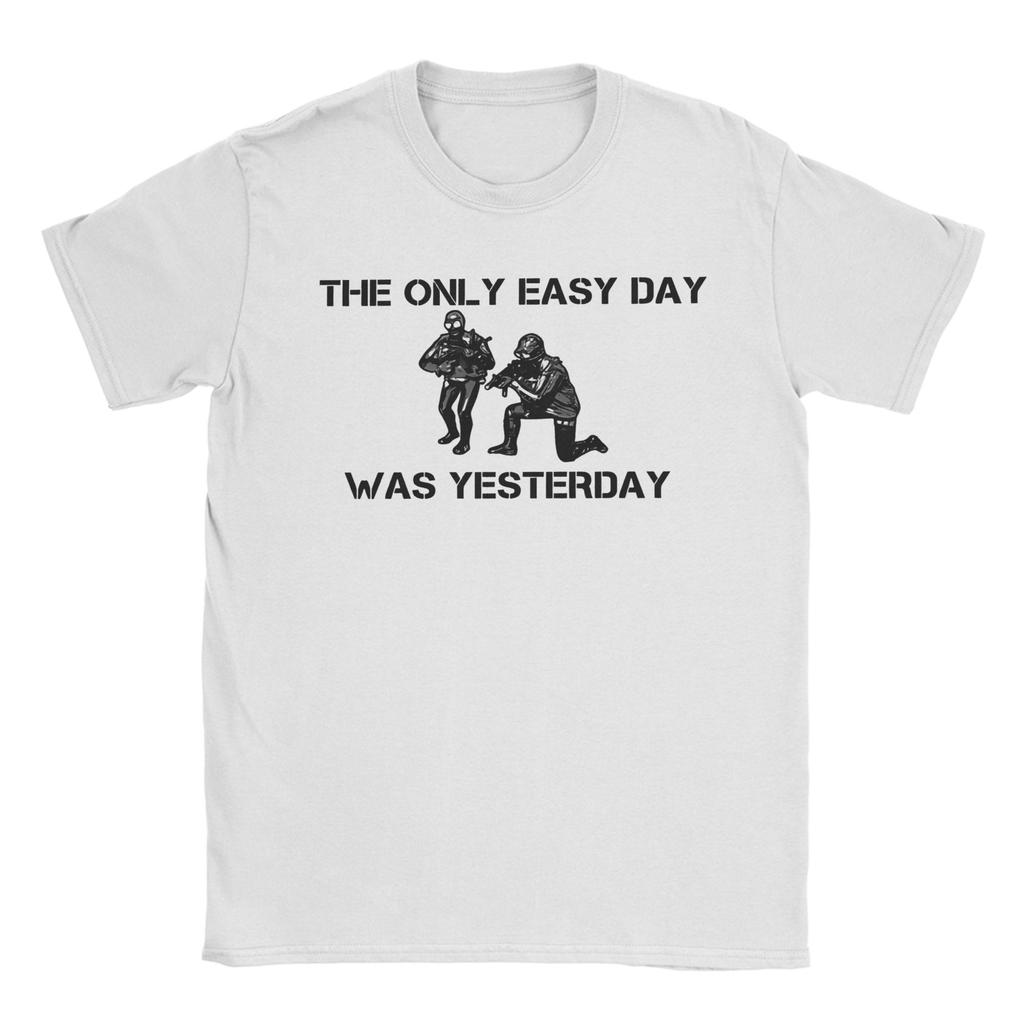 Vintage The Only Easy Day Was Yesterday US Navy Seals TShirt for Men Crewneck Pure Cotton T Shirt Short Sleeve Tees Clothing