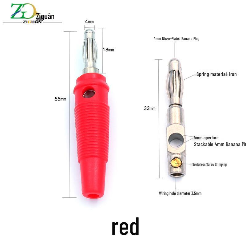 ZIGUAN 4mm Brass Nickel-Plated Banana Plug