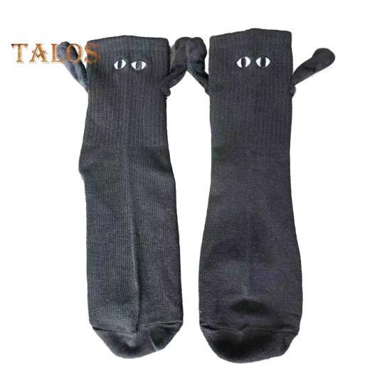 

1 пара шкарпеток з мультяшним магнітом, які пов’язуються вручну, в’язані за кольором різдвяні еластичні протиковзкі теплі без запаху святкові новорічні шкарпетки середнього розміру чорний