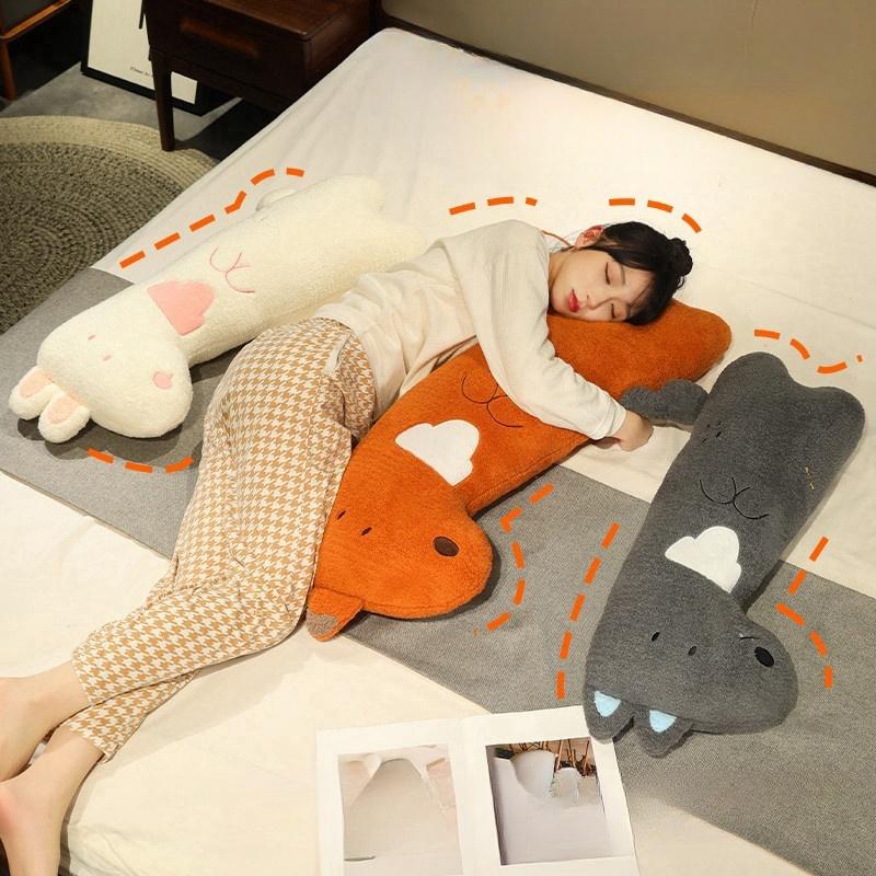 80/100 Cm Adorable Cartoon Animal Plush Pillow Soft Soothing Rabbit Fox Wolf Sleeping Pillow Kawaii Room Decor Nice Gift