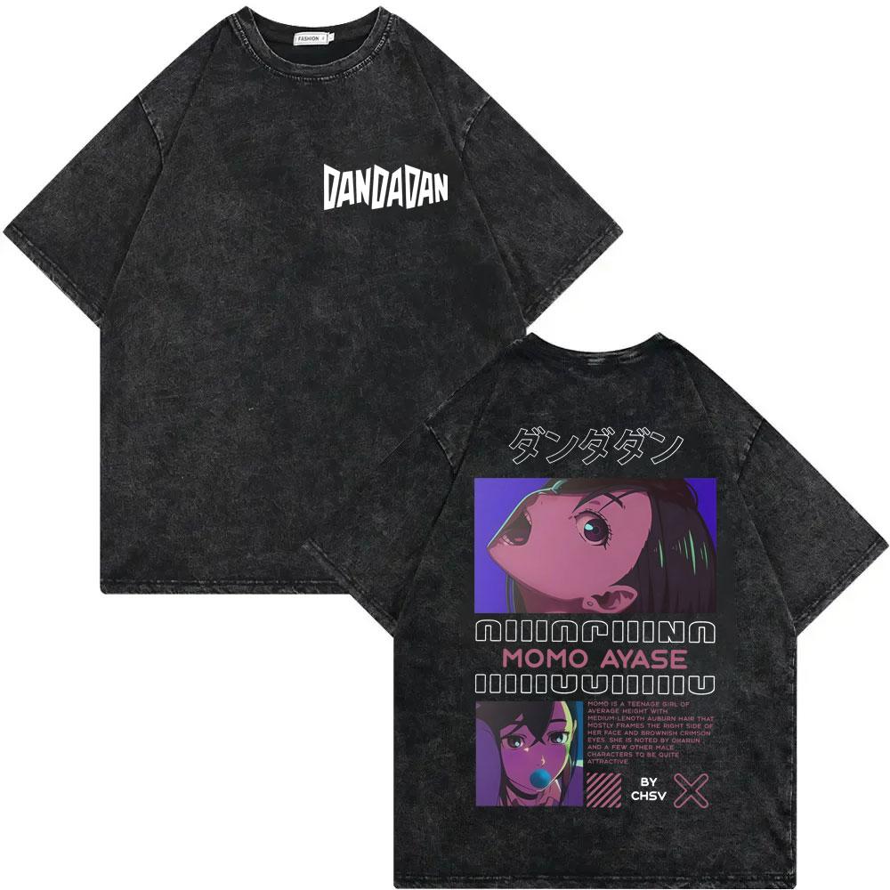 Dandadan Turbo Granny Anime Graphic T Shirts High Street Fashion Trend Vintage Washed Tshirt Men Women Casual Cotton Tshirts