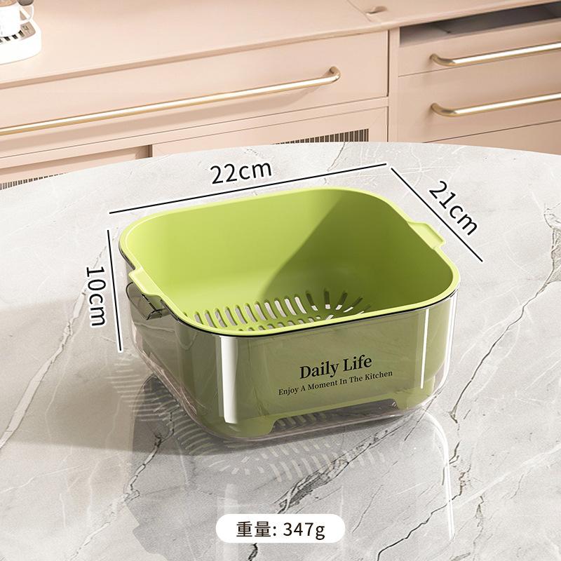 Kitchen Double-layer Drain Basket, Vegetable Washing Basin, Drain Basket, Large Capacity for Kitchen Use