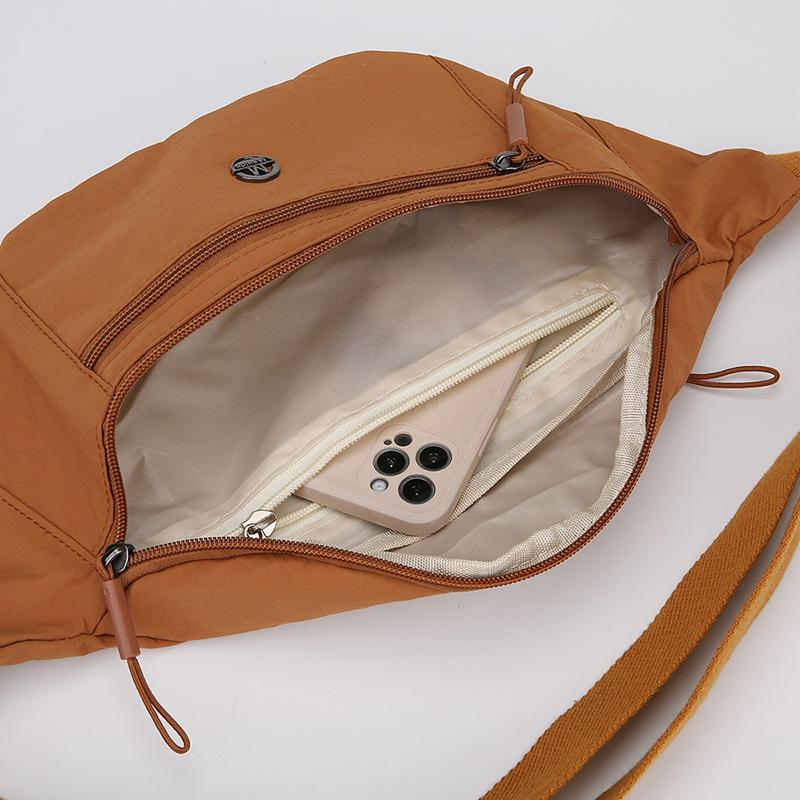 Solid Color Women's Chest Bag Nylon Lightweight Shoulder Crossbody Bag Outdoor Sports Cycling Mobile Phone Waist Bag