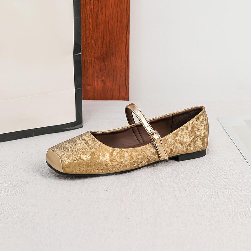 Women's Square Toe Mary Jane Flats Casual Ballet Shoes Walking Shoes with Adjustable Strap Slip On Comfortable Work Flats Soft Dressy Shoes for Women