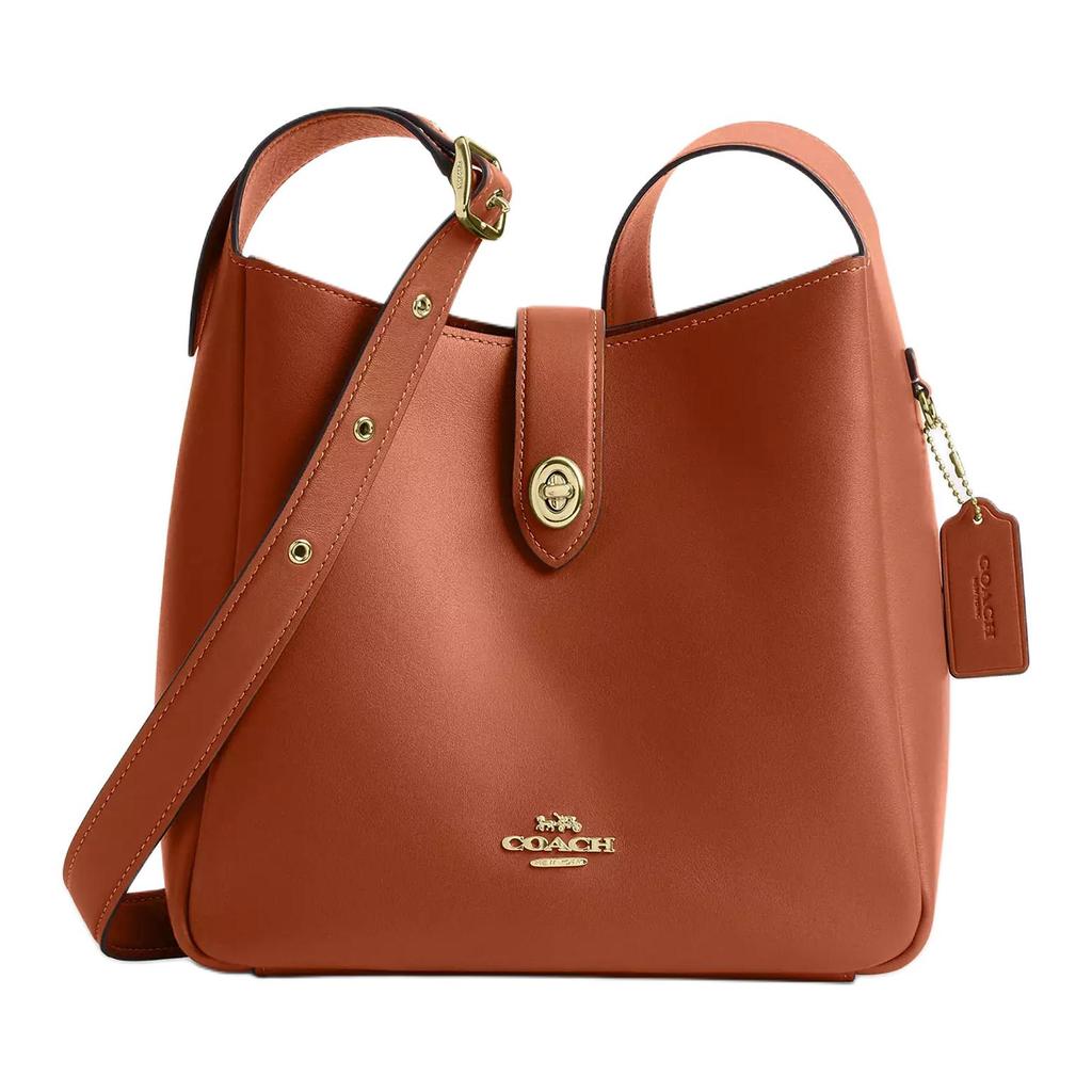 Coach Hadley 25 Multifunctional Gold Metal Accessories Leather Shoulder Crossbody Bag Medium Women Bags Brown Yellow CBH01-IMTN2