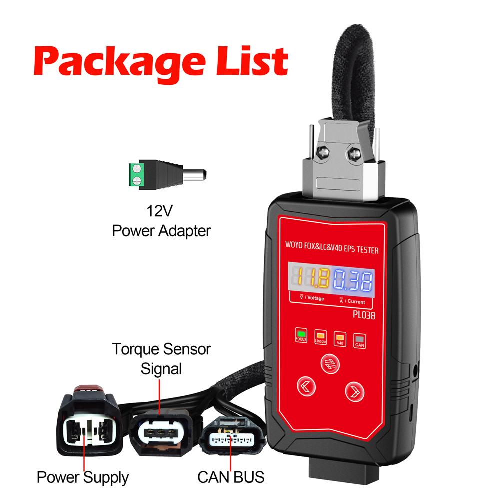 WOYO PL038 For Ford Focus /Lincoln/Volvo V40 Steering Wheel EPS Tester