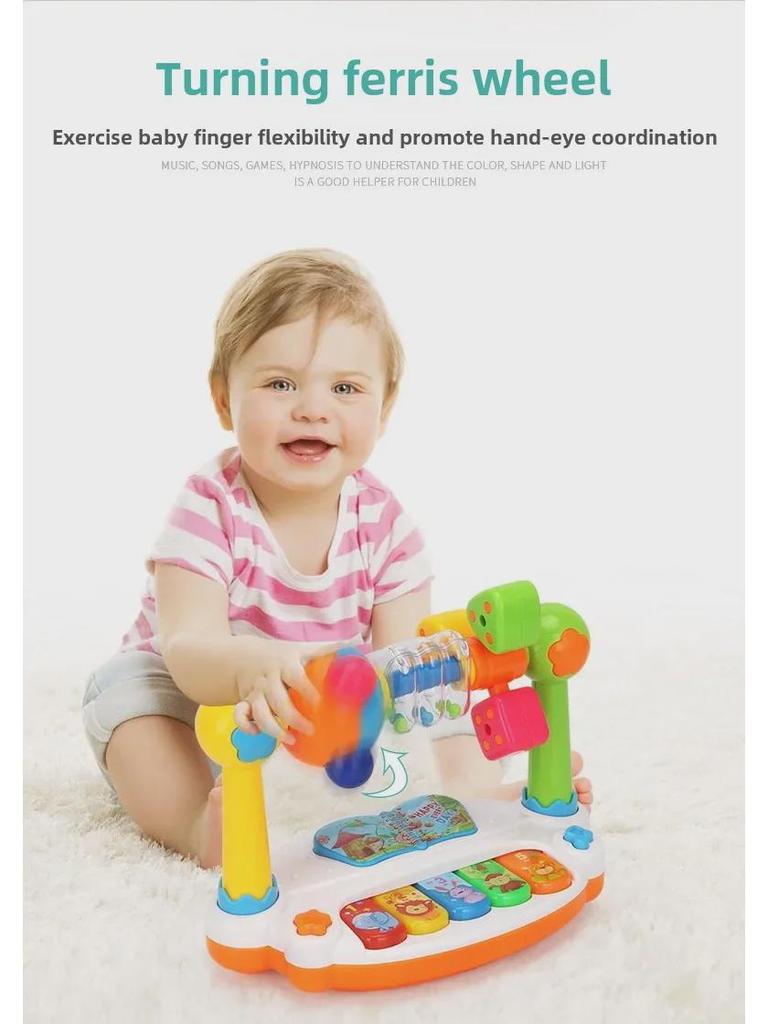 Multifunctional Baby Piano Toy with Lights: Early Education Music & Story Playset