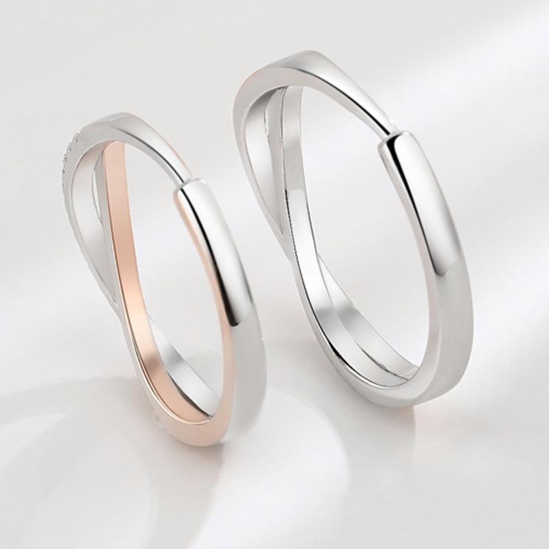 Trumium 925 Sterling Silver Bohemian Vintage X Cross Rose Gold Rings for Women Men Wedding Jewelry Mobius Couple Rings Anillos